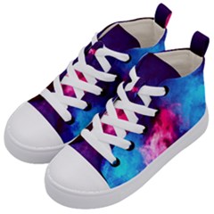 Colorful Pink And Blue Disco Smoke - Mist, Digital Art Kids  Mid-top Canvas Sneakers by picsaspassion