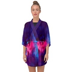 Colorful Pink And Blue Disco Smoke - Mist, Digital Art Half Sleeve Chiffon Kimono by picsaspassion