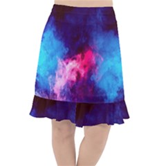 Colorful Pink And Blue Disco Smoke - Mist, Digital Art Fishtail Chiffon Skirt by picsaspassion