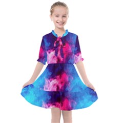 Colorful Pink And Blue Disco Smoke - Mist, Digital Art Kids  All Frills Chiffon Dress by picsaspassion