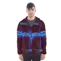 Light Waves In Blue And Green, Graphic Art Men s Hooded Windbreaker