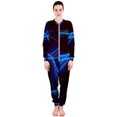 Light Waves In Blue And Green, Graphic Art Onepiece Jumpsuit (ladies) 