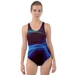 Light Waves In Blue And Green, Graphic Art Cut-out Back One Piece Swimsuit by picsaspassion