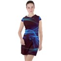 Light waves in Blue and Green, graphic art Drawstring Hooded Dress View1