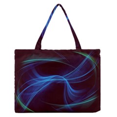 Light Waves In Blue And Green, Graphic Art Zipper Medium Tote Bag by picsaspassion