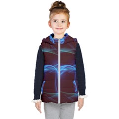 Light Waves In Blue And Green, Graphic Art Kids  Hooded Puffer Vest