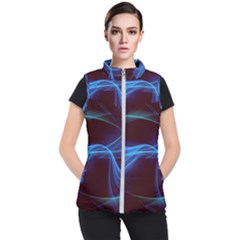 Light Waves In Blue And Green, Graphic Art Women s Puffer Vest