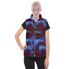 Light Waves In Blue And Green, Graphic Art Women s Button Up Vest