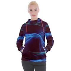 Light Waves In Blue And Green, Graphic Art Women s Hooded Pullover