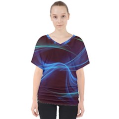 Light Waves In Blue And Green, Graphic Art V-neck Dolman Drape Top by picsaspassion