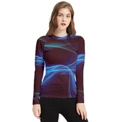 Light Waves In Blue And Green, Graphic Art Women s Long Sleeve Rash Guard by picsaspassion