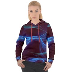 Light Waves In Blue And Green, Graphic Art Women s Overhead Hoodie