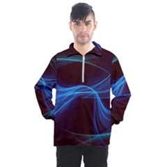 Light Waves In Blue And Green, Graphic Art Men s Half Zip Pullover by picsaspassion