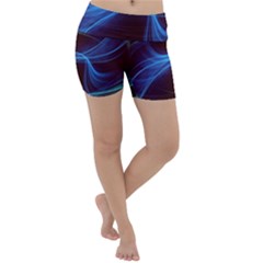 Light Waves In Blue And Green, Graphic Art Lightweight Velour Yoga Shorts by picsaspassion