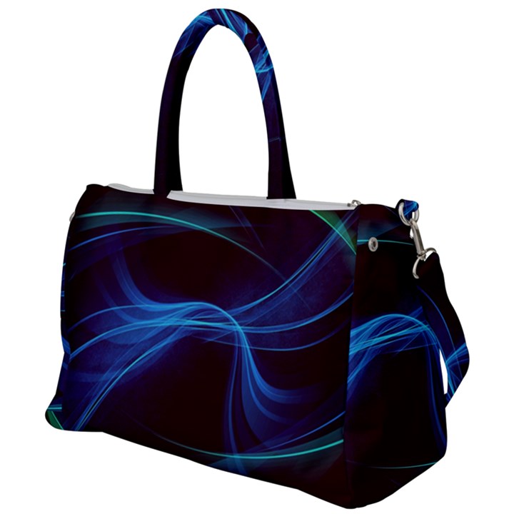 Light waves in Blue and Green, graphic art Duffel Travel Bag