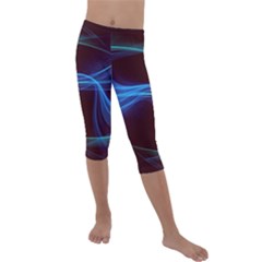 Light Waves In Blue And Green, Graphic Art Kids  Lightweight Velour Capri Leggings  by picsaspassion