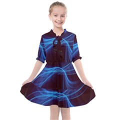 Light Waves In Blue And Green, Graphic Art Kids  All Frills Chiffon Dress by picsaspassion