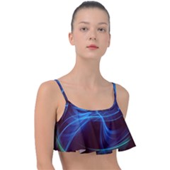 Light Waves In Blue And Green, Graphic Art Frill Bikini Top by picsaspassion