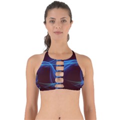 Light Waves In Blue And Green, Graphic Art Perfectly Cut Out Bikini Top by picsaspassion