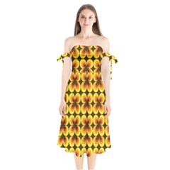 Zappwaits-retro Shoulder Tie Bardot Midi Dress by zappwaits