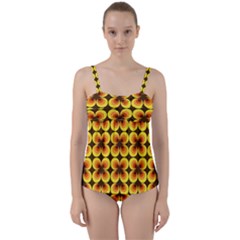 Zappwaits-retro Twist Front Tankini Set by zappwaits