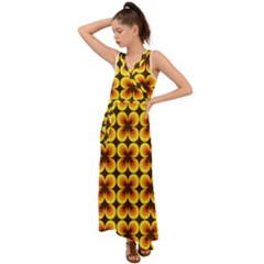 Zappwaits-retro V-neck Chiffon Maxi Dress by zappwaits