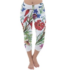 Summer Flowers Capri Winter Leggings 