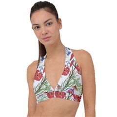 Summer Flowers Halter Plunge Bikini Top by goljakoff