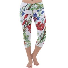 Summer Flowers Capri Yoga Leggings by goljakoff