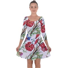 Summer Flowers Quarter Sleeve Skater Dress by goljakoff