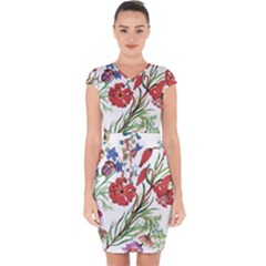 Summer Flowers Capsleeve Drawstring Dress  by goljakoff