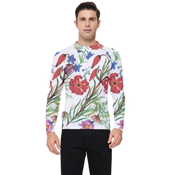 Summer flowers Men s Long Sleeve Rash Guard