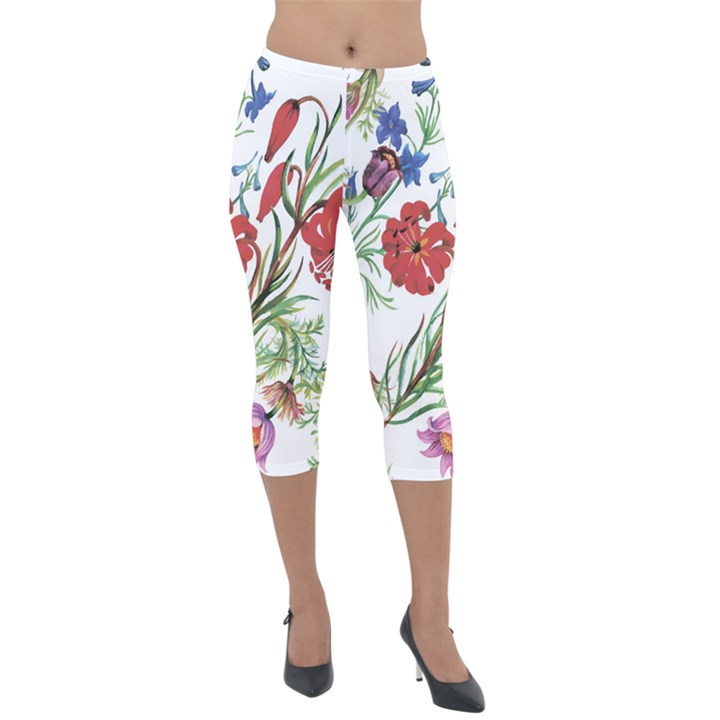 Summer flowers Lightweight Velour Capri Leggings 