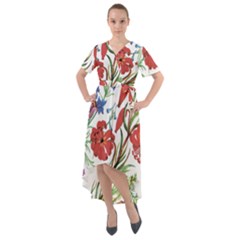 Summer Flowers Front Wrap High Low Dress by goljakoff