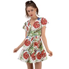 Summer Flowers Flutter Sleeve Wrap Dress by goljakoff