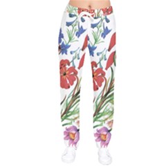 Summer Flowers Women Velvet Drawstring Pants by goljakoff