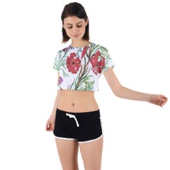 Summer Flowers Tie Back Short Sleeve Crop Tee by goljakoff