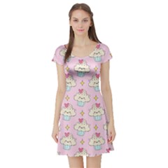 Kawaii Cupcake  Short Sleeve Skater Dress by lisamaisak