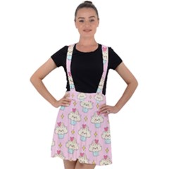 Kawaii Cupcake  Velvet Suspender Skater Skirt by lisamaisak