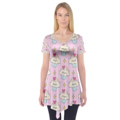 Kawaii Cupcake  Short Sleeve Tunic  by lisamaisak