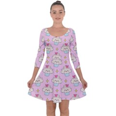 Kawaii Cupcake  Quarter Sleeve Skater Dress by lisamaisak