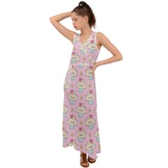 Kawaii Cupcake  V-neck Chiffon Maxi Dress by lisamaisak