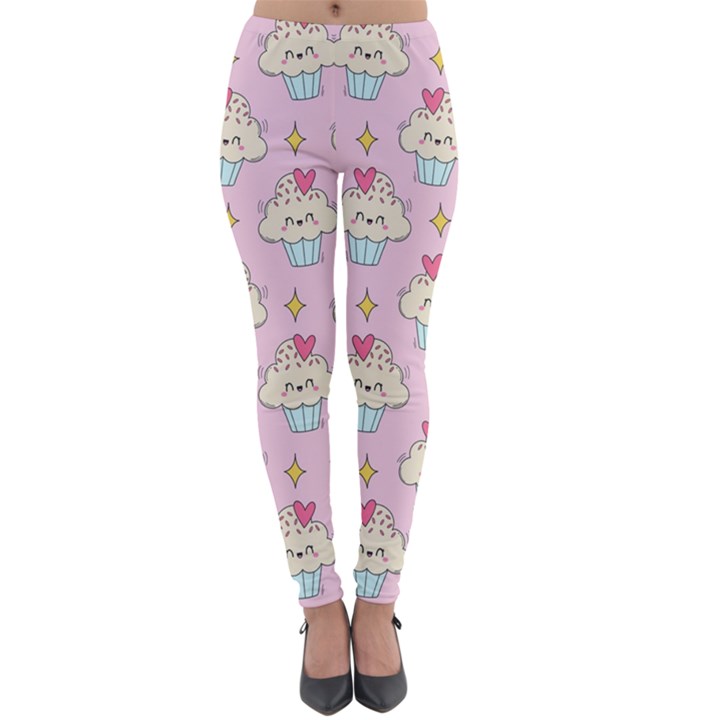 Kawaii Cupcake  Lightweight Velour Leggings