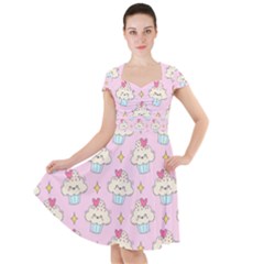 Kawaii Cupcake  Cap Sleeve Midi Dress