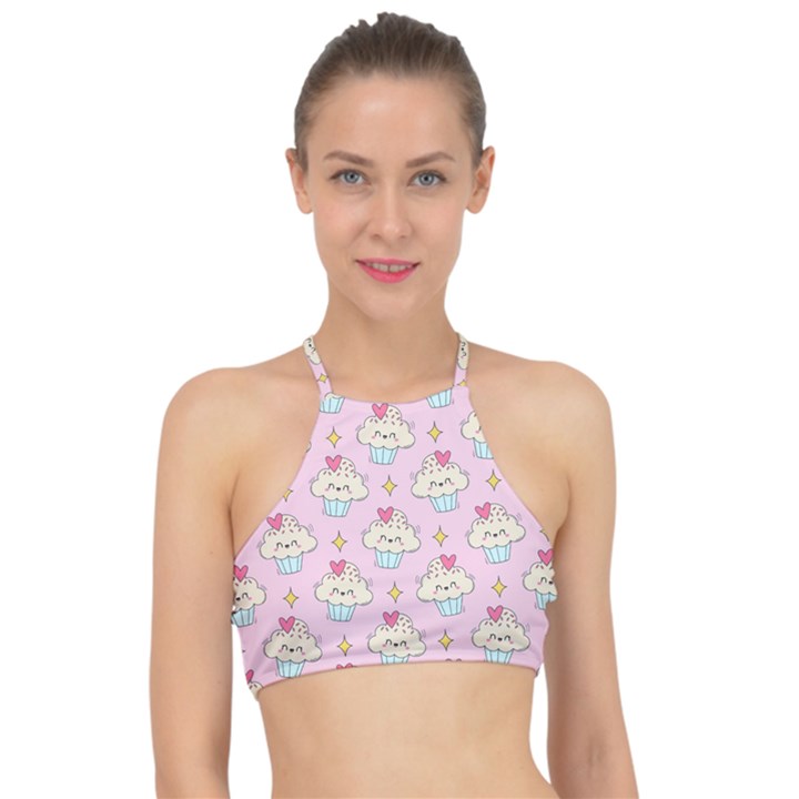 Kawaii Cupcake  Racer Front Bikini Top