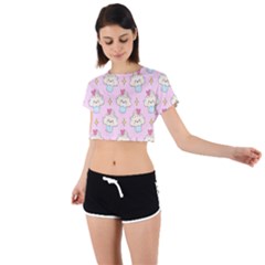 Kawaii Cupcake  Tie Back Short Sleeve Crop Tee