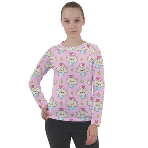 Kawaii Cupcake  Women s Long Sleeve Raglan Tee by lisamaisak