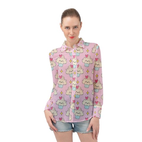 Kawaii Cupcake  Long Sleeve Chiffon Shirt by lisamaisak