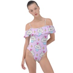 Kawaii Cupcake  Frill Detail One Piece Swimsuit