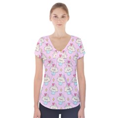 Kawaii Cupcake  Short Sleeve Front Detail Top by lisamaisak